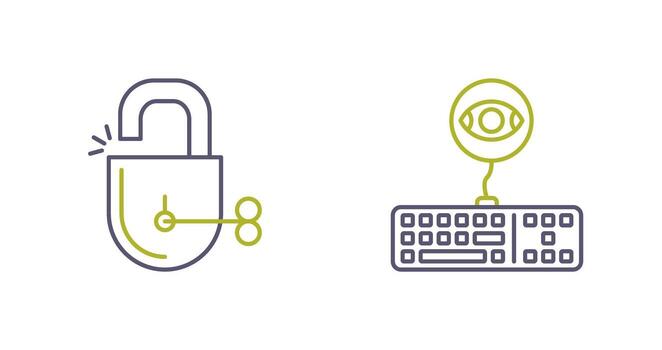 Unlock and Keylogger Icon vector