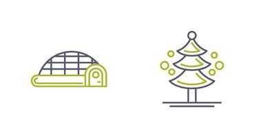 Igloo and Pine Tree Icon vector