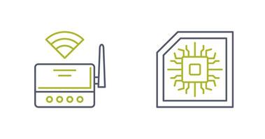 Wifi enrutador y chip icono vector