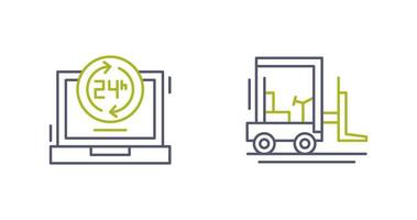 24 hours and forklift Icon vector