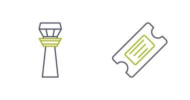 Control Tower and Ticket Icon vector