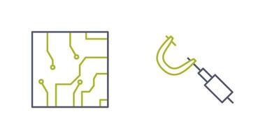 Electrical circuit and Micrometer Icon vector