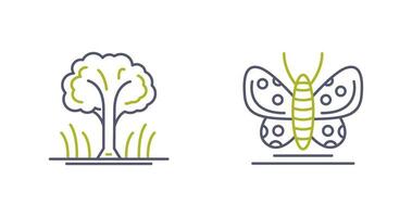 Tree and Butterfly Icon vector