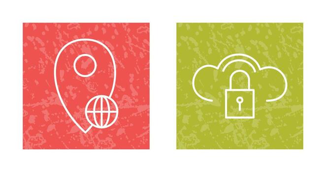 global location and secure cloud  Icon vector