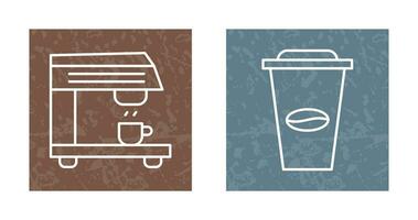 café máquina y café taza icono vector