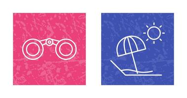 Binoculars and beach Icon vector