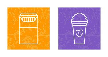 packet of cigarettes and stawberry milkshake Icon vector