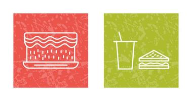 cream cake and lunch bistro Icon vector