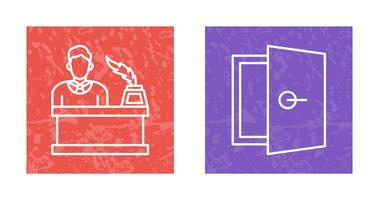 magistrado y puerta icono vector
