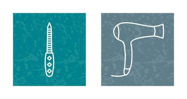 Nail File and Hair Dryer Icon vector