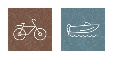 bicicleta y velocidad barco icono vector