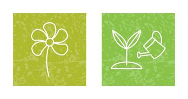 Small flowers and Growing Plant Icon vector