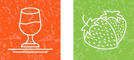 Wine and Strawberry Icon vector