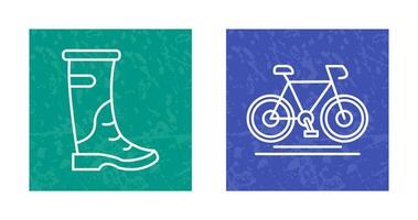 lluvia botas y ciclismo icono vector