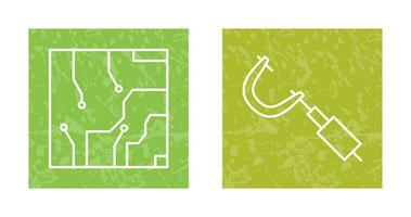 Electrical circuit and Micrometer Icon vector