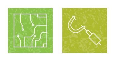 Electrical circuit and Micrometer Icon vector