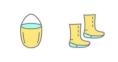 water bucket and boots Icon vector