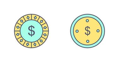 dólar chip y muñeca moneda icono vector