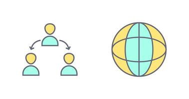 connected user and globe Icon vector