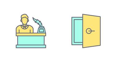 magistrado y puerta icono vector