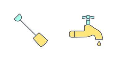 Hand Shovel and Water Tap Icon vector