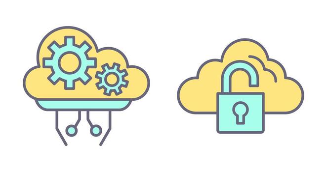 Cloud Comuting and Lock Icon vector