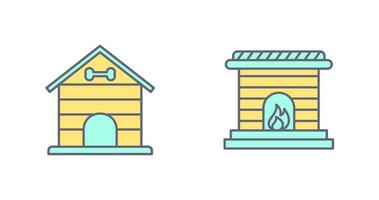 Dog House and Fireplace Icon vector