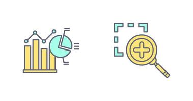 Bar Chat and Zoom In Icon vector