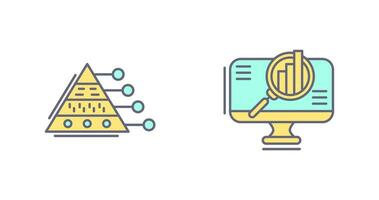 Pyramid Graph and Search Icon vector