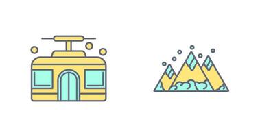 Mountain and Cable Car Icon vector