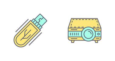 Usb Drive and Projector Icon vector