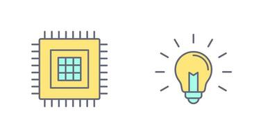 Processor and Light Bulb Icon vector