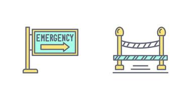 Emergency Sign and Do Not Cross Line, Icon vector