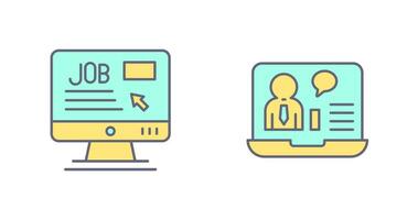 Online Job and Online Job Interview Icon vector