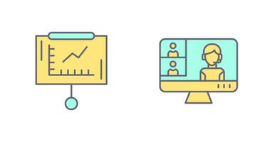Line Graph and Conference video Call Icon vector
