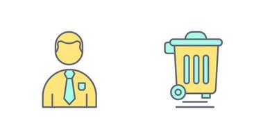 Employee and Dustbin Icon vector