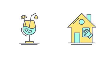 Fresh Juice and House Cleaning Icon vector