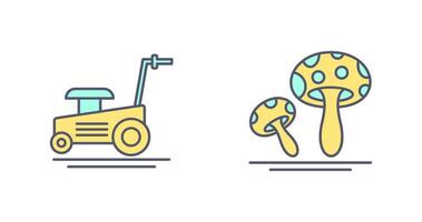 Lawn Mower and Mushroom Icon vector