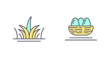 Grass and Eggs Icon vector