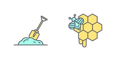 Digging and Honeycomb Icon vector