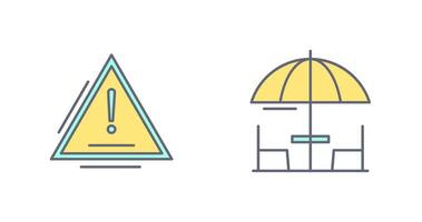 Warning and Umbrella Icon vector