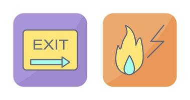 salida y electricidad fuego icono vector