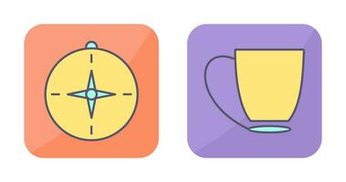 compass and coffee cup Icon vector