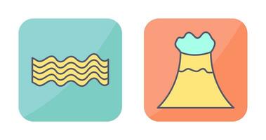 magnetic waves and volcano Icon vector