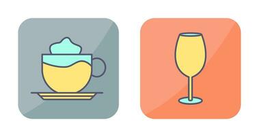 latté y vino vaso icono vector