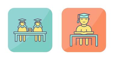 Combined Study and Studying on Desk Icon vector