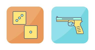 dado y pistola icono vector