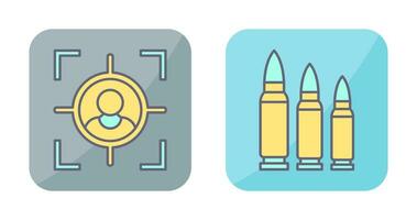 objetivo y balas icono vector