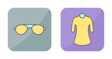 señoras camisa y Gafas de sol icono vector