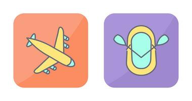 Landing Airplane and Dinghy Icon vector